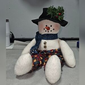 Vintage homemade stuffed snowman christmas plush decor